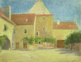 Cortile di una Fucina (tecnica mista su carta)